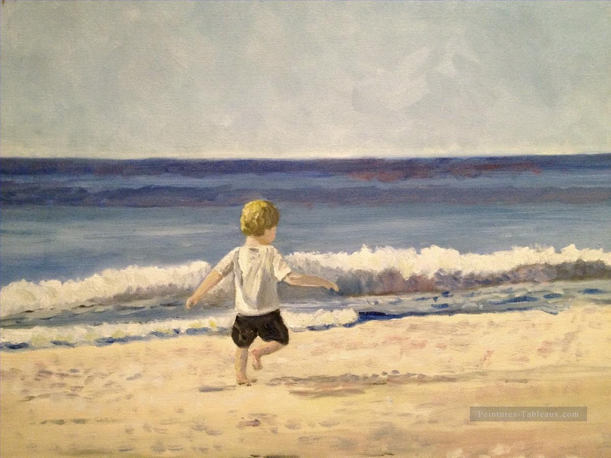 Ben sur la plage Impressionnisme enfant Peintures à l'huile